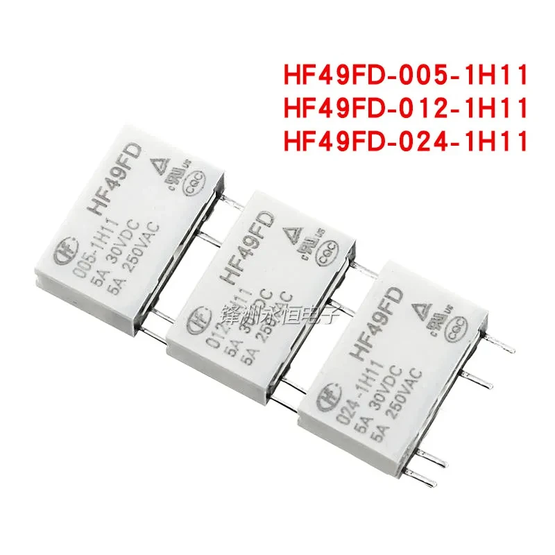 1Pcs HF49FD Industrial relay HF49FD- 005 012 024 -1H11 HF49FD-012-1H12 5A 4PIN 5V 12V 24V Miniature power relay