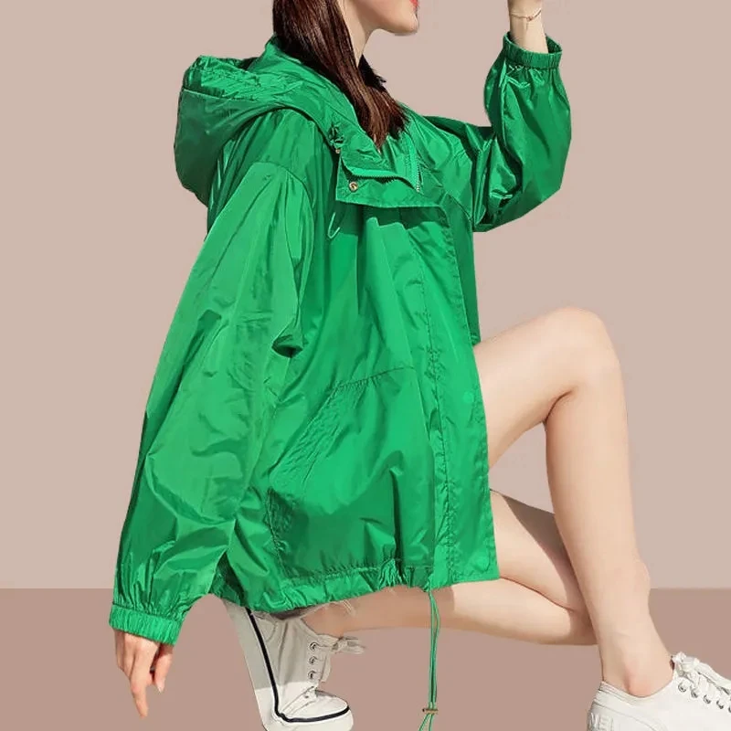Fashion Women\'s Sun Protection Clothing Summer Thin Coat Sun Protection Breathable Casual Hooded Jacket Female Outerwear Tops