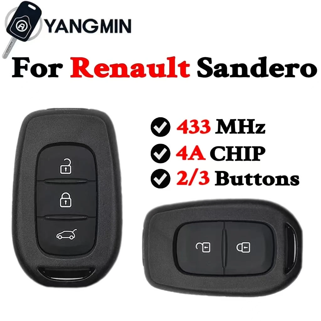 

YANGMIN For Renault Sandero Dacia Logan Lodgy Dokker Duster Trafic Replace Control 2/3 Buttons Remote Key Fob 433MHz PCF7961M