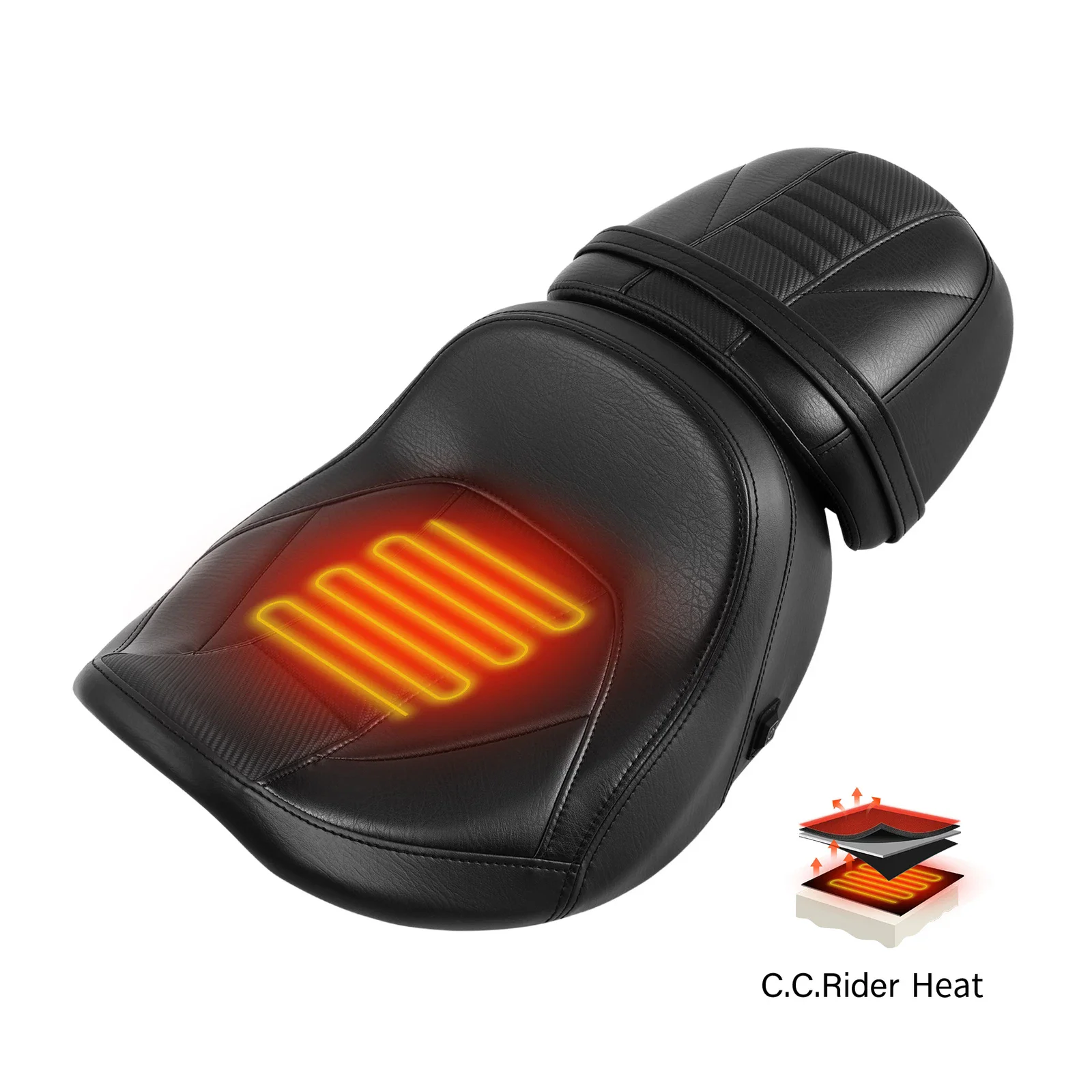 Motorcycle Heated Driver Passenger Seat For Harley CVO Street Glide Road Glide FLHX FLTRX 2023-2024
