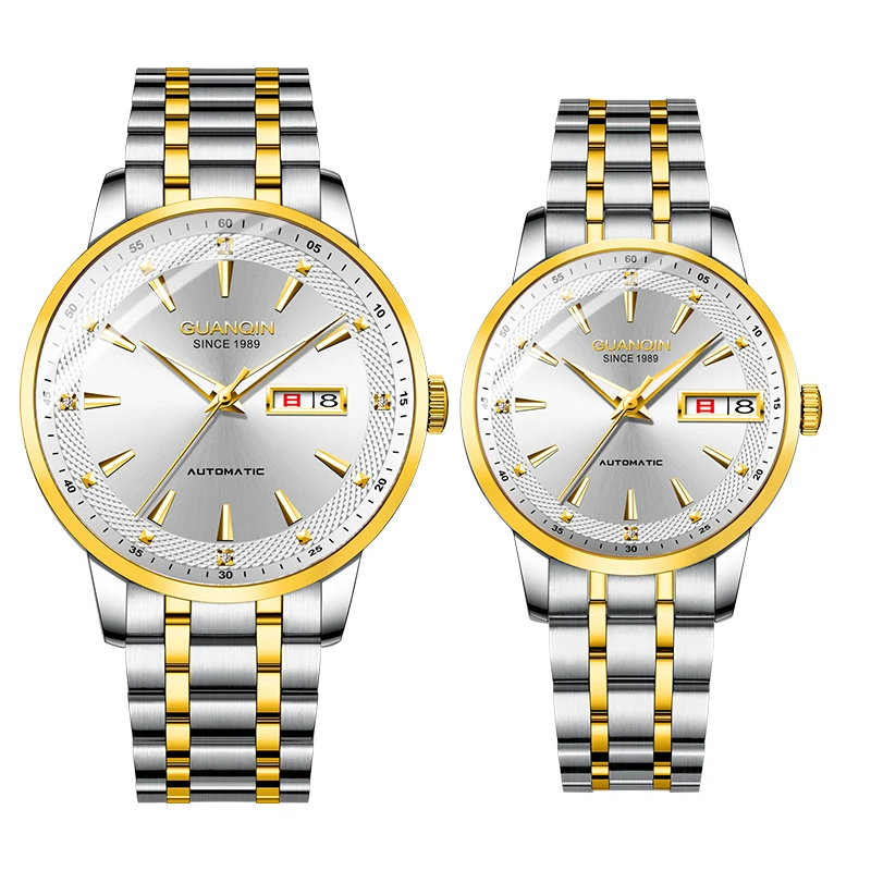 Guanqin tungsten steel watch, couple's fully automatic mechanical watch, men's watch, waterproof fashion, business trend watch