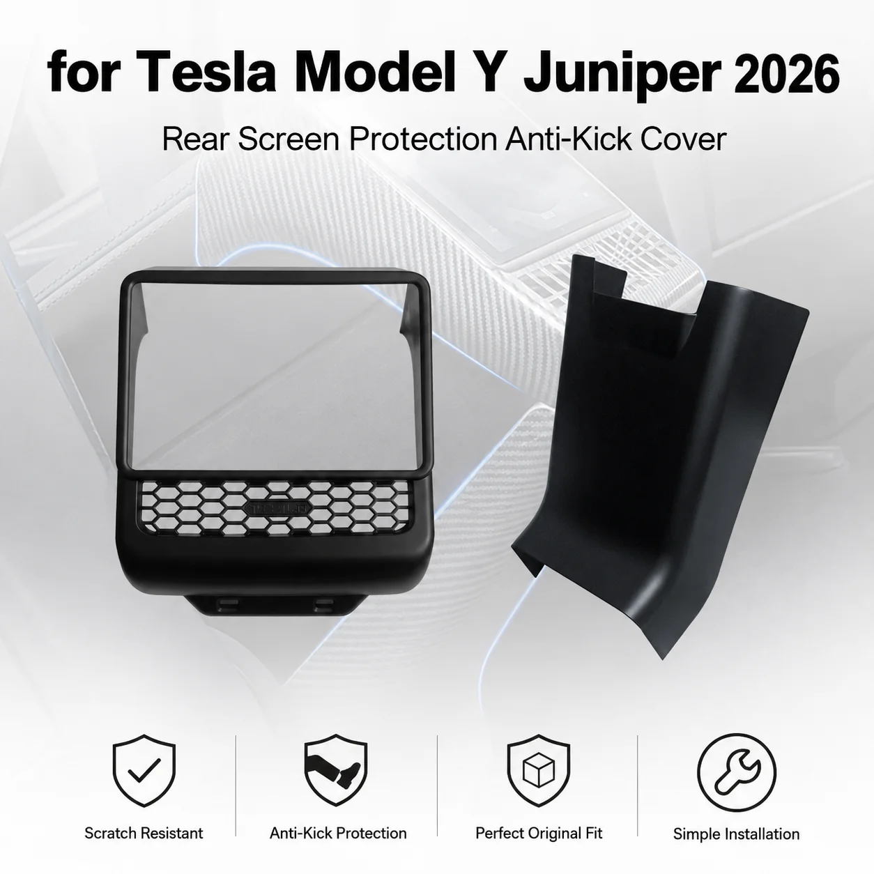 Pour Tesla Model Y Juniper 2026, Protection d'écran arrière, Cadre de protection, Garniture de ventilation arrière, Accessoires intérieurs de voiture blancs