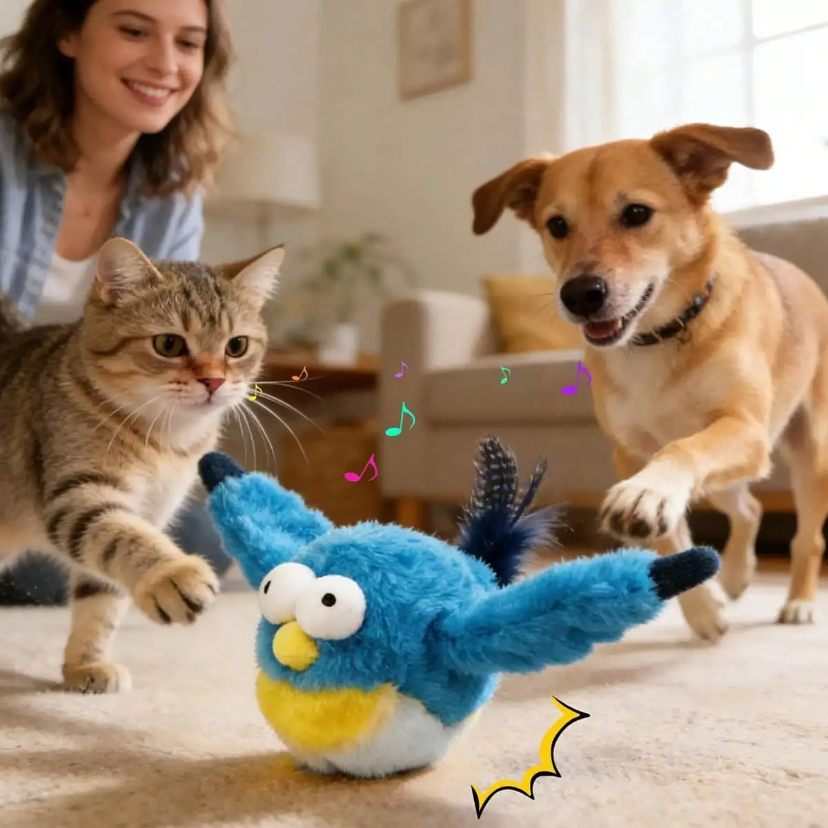 

Interactive Chirping Bird Cat Toy,Flying Bird Cat Toy Flapping Bird Toy,Simulation Chirping Bird Toys Interactive Cats Toys For