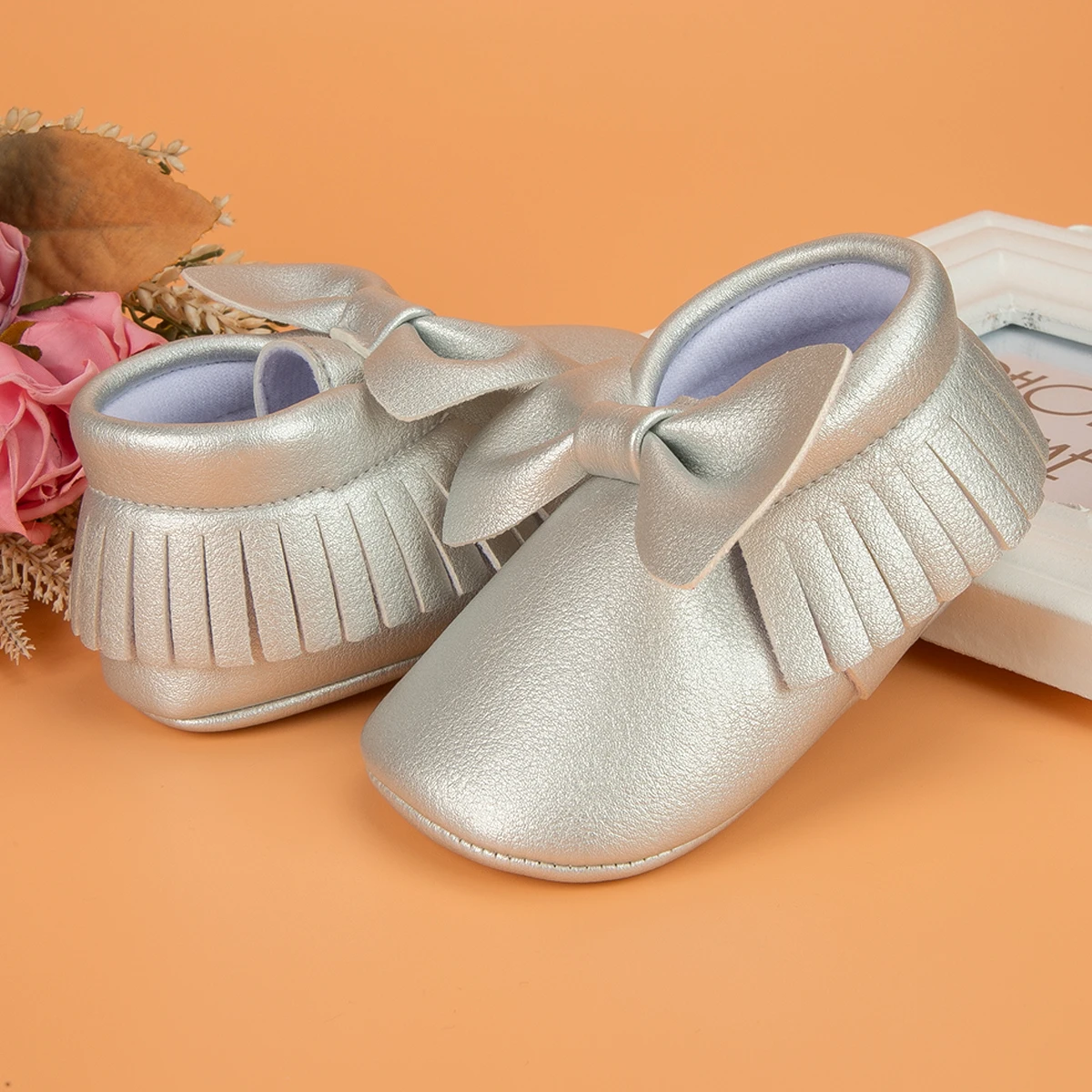 KIDSUN – chaussures de princesse roses pour bébés filles de 0 à 18 mois, avec nœud papillon, Pu, semelle souple, plates, cadeau de premier pas pour nourrissons