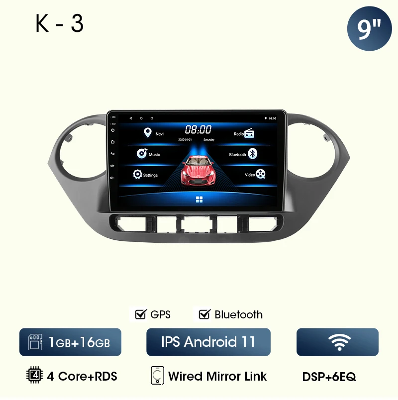 9 "Autoradio Voor Hyundai Grand I10 I 10 2013 2014 2015 2016 2017 2018 Android12 Carplay Auto Multimidia Videospeler Head Unit