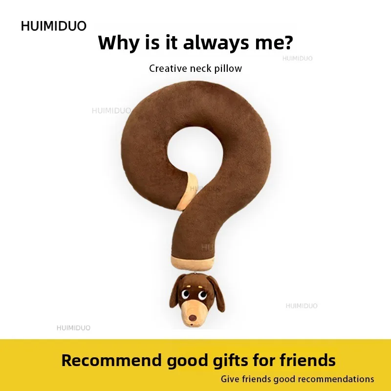 Question Mark Neck Pillow Nap Throw Pillow Dachshund Dog U-shaped Doll Practical Birthday Gift Girls Give Boys Children's Day