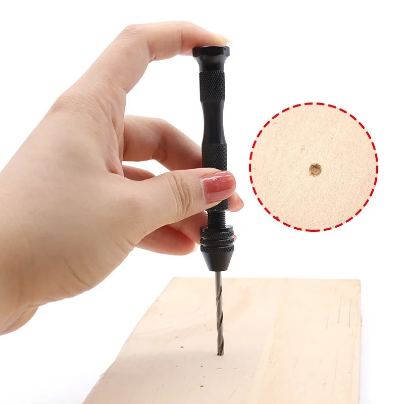 Mini Manual Punching Tool Core Carving Aluminum Alloy Hand Twist Drill with Drill Bit for Craft And Metalworking
