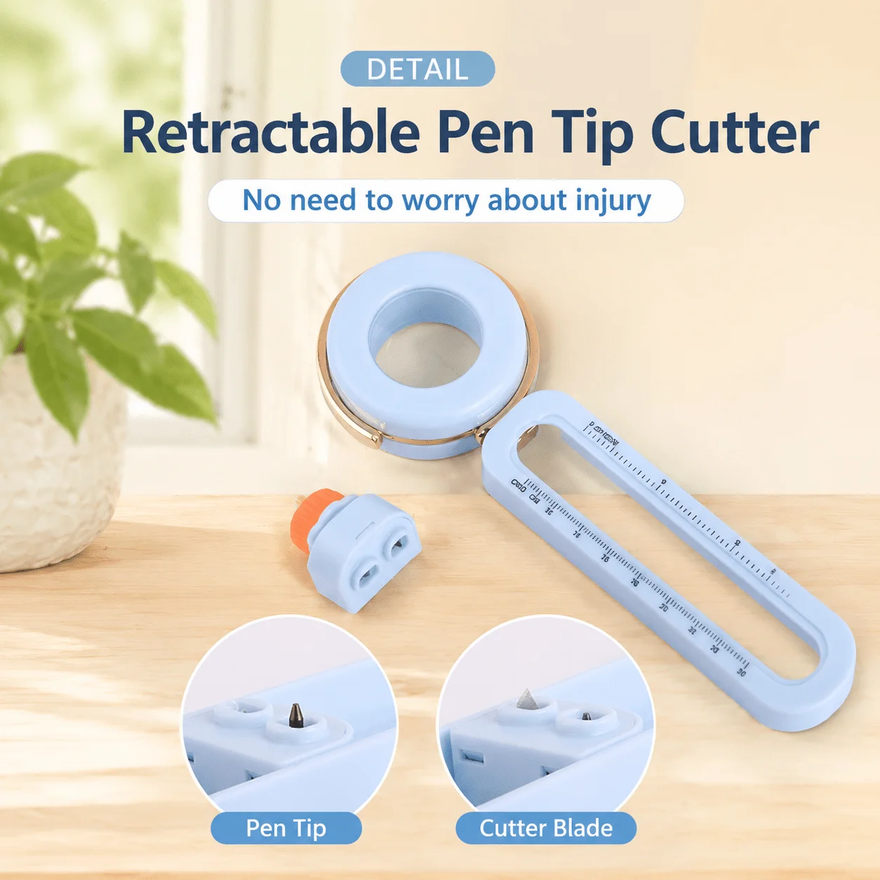 Cortador de Círculos Ajustável 10-32cm de Diâmetro, Ferramenta de Corte de Papel, Régua Retrátil com Escala Dupla, Lente de Aumento, Suprimentos para Artesanato DIY