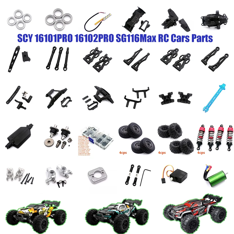 

SCY 16101PRO 16102PRO SG116Max RC Cars Parts Shock Absorbing Tire Motor Steering Differential Remote Receiver Car Accessories