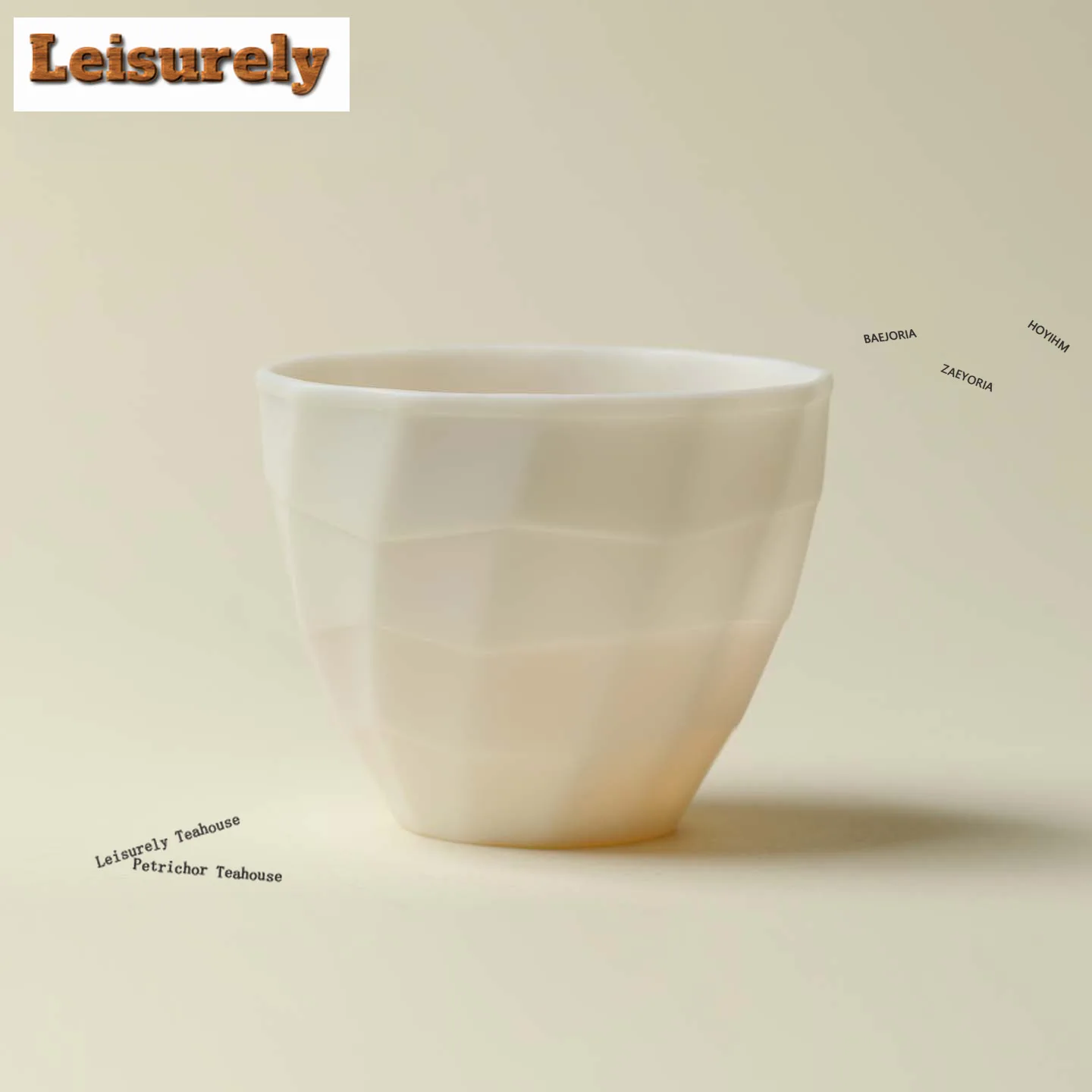 HOYIHM 300ml Sheep Fat Jade Porcelain Rhombus Coffee Mug Oatmeal Breakfast Mug Afternoon Tea Mug Office Water Cup Teaware Gift