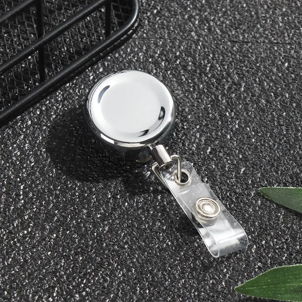 1pc Unisex Stationery Metal ID Name Card Retractable Key Ring Badge Holder Lanyards