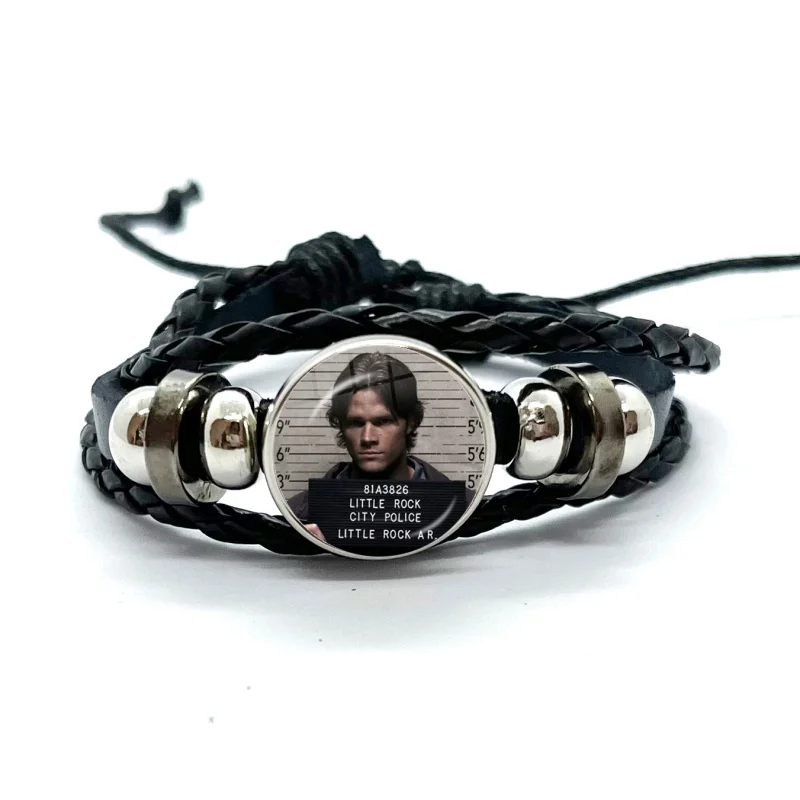 Movie Supernatural Leather Bracelets Dean Winchester Jensen Ackles Cute Meme Multilayer Braided Bracelets Bangles Jewelry Gifts - view 2
