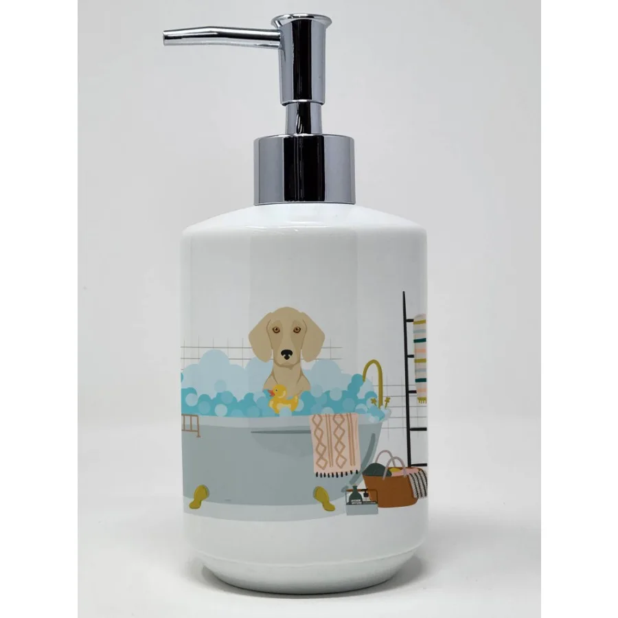 

Cream Dachshund Ceramic Soap Dispenser Hand Soap Dispenser Pump Bottles for Bathroom Kitchen Empty Refillable Liquid Soap Conta