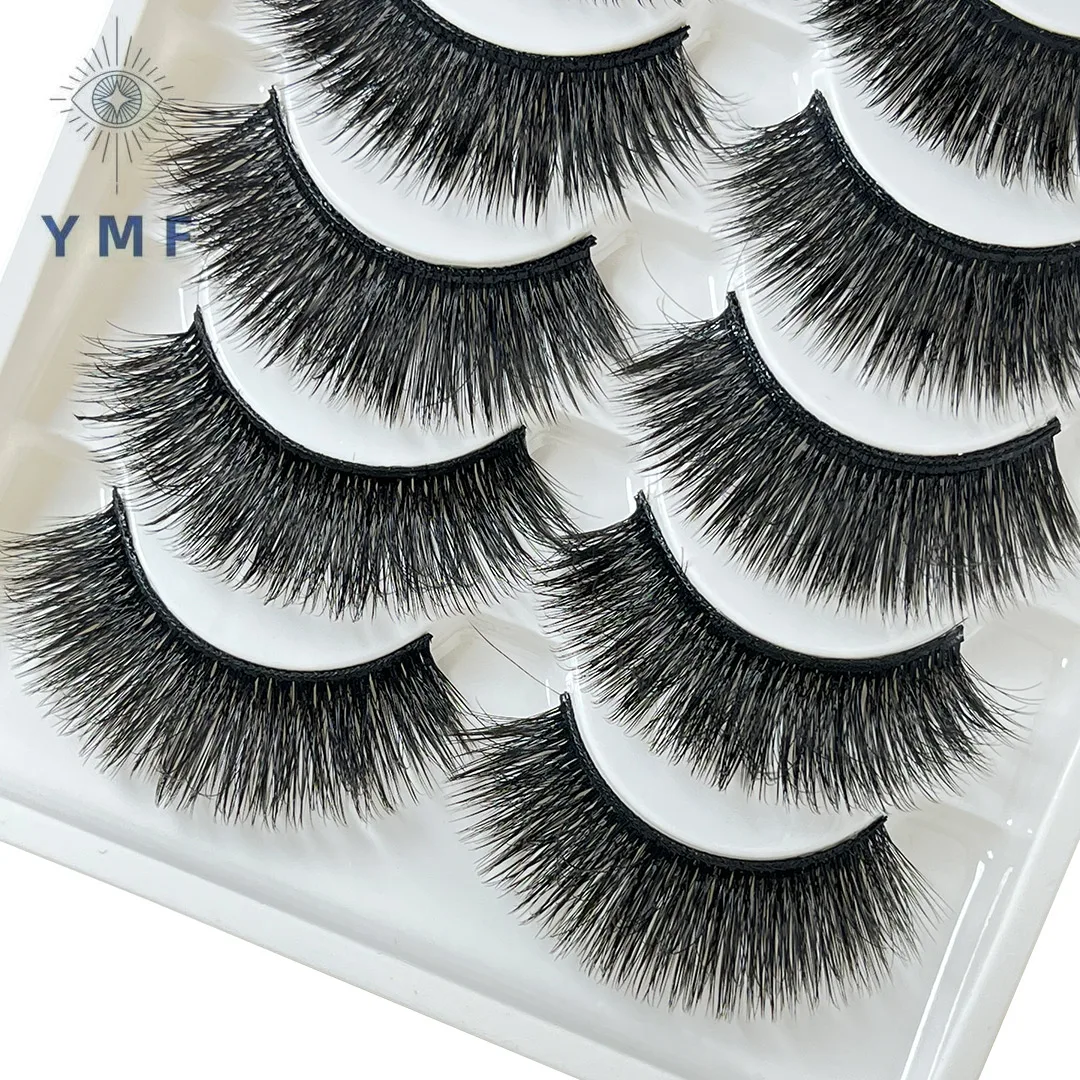 Handmade cílios postiços, Natural Eye Lashes, Cruz confuso denso, maquiagem palco, 5d cílios, atacado, 6 pares