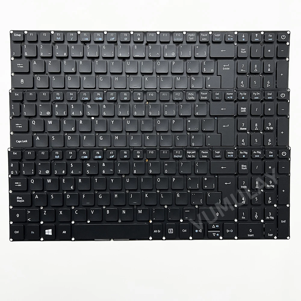 Teclado retroiluminado español/francés/portugués para Acer Aspire V15 Nitro VN7-572G VN7-572TG VN7-592G A517-51 A517-51G A517-51P A517-51GP A515-51 A515-51G A715-71 A715-71G A717-71G  A615-51