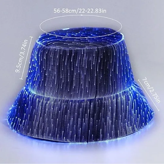 2026 New Stylish Glow-in-the-Dark Fisherman's Hat Fashionable Tech-Inspired Fiber Optic Flash Hat Outdoor Trendy Light-Up Hat