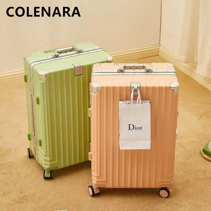 COLENARA-Valise de Haute Qualité avec Cadre en Aluminium, Chariot de Grande Capacité, Bagage ABS + PC, 20, 22, 24, 26, 28 Pouces