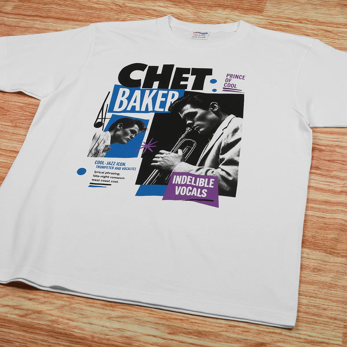 Chet Baker T-Shirt Trumpet Player Graphic Cool Jazz Retro Collage Design Printed West Coast Men's Gift Short Sleeves Shirts