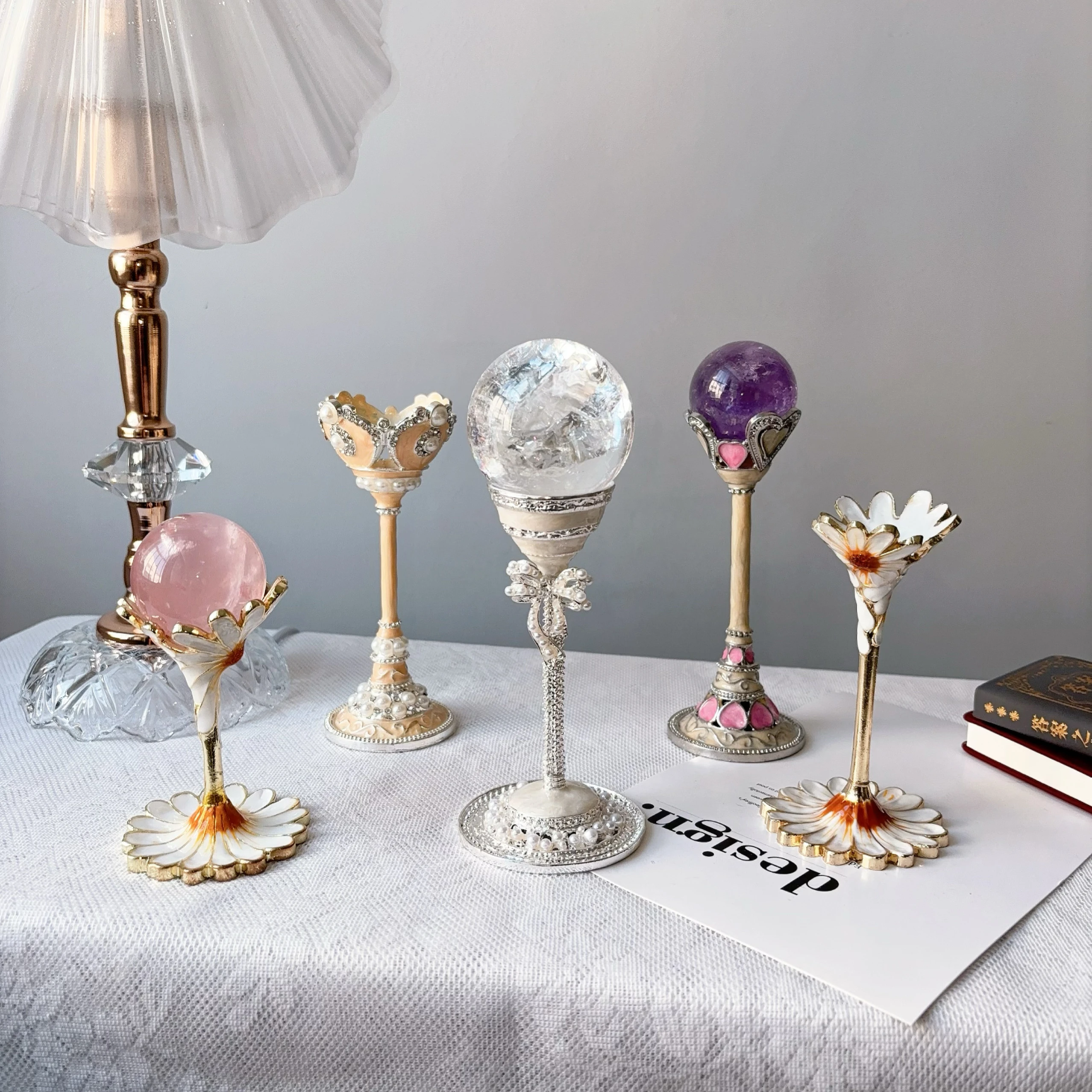 

Enamel Colored High Footed Cup Ball Holder, Crystal Ball Base, Bottom Support, Storage Rack, Ball Metal Ball Holder Bracket