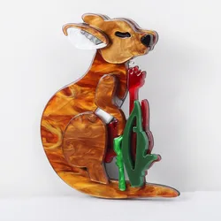 FishSheep New Acrylic Kangaroo Brooches For Women Lady Plastic Creative Australian Animal Brooch Pins 2022 Fashion Jewelry Gifts