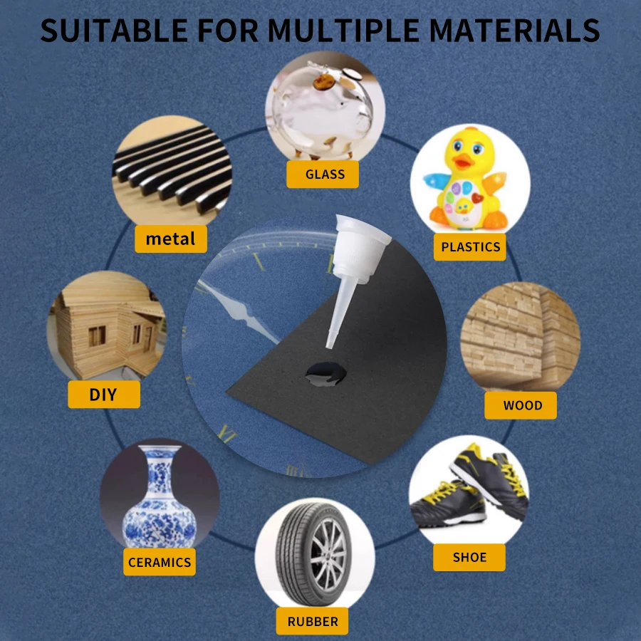 LOOLIFL 502 Colagem forte de velocidade seca de hidrocarbonacrilato Adesivo de couro de borracha de madeira metal ferramentas de colagem líquida forte