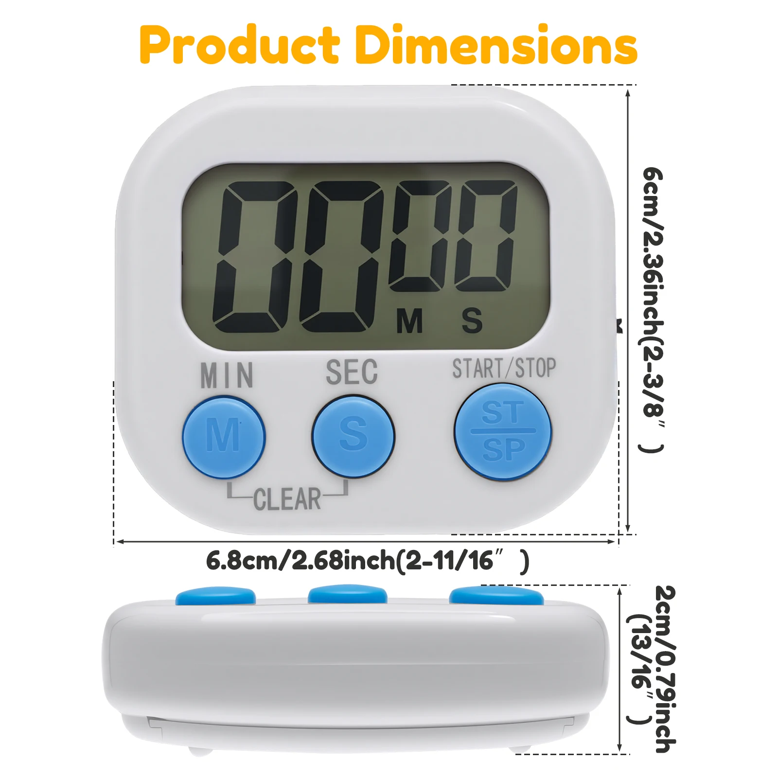 Digital Kitchen Timer Cooking Countdown with Magnetic Tool Timing Cook Friendly Alarm Clock Counter with Stand Kitchen Timer