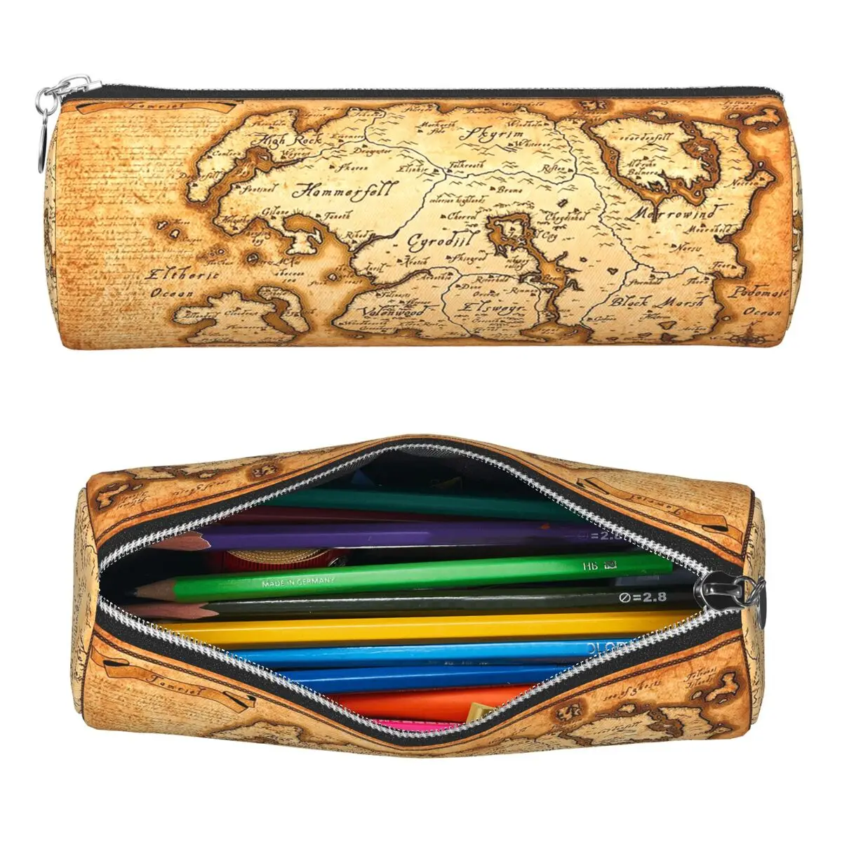 Map Of Tamriel - Elder Scrolls Iv Oblivion Pencil Cases Pen Holder Cylinder Pen Box Pencil Bag for Students School