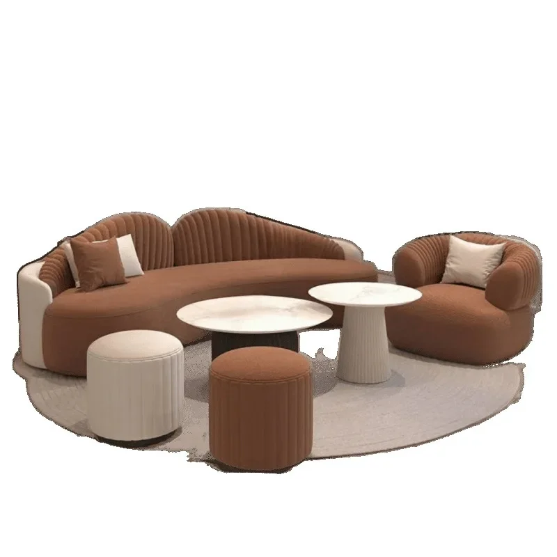 

Italian light luxury clothing store beauty office reception curved