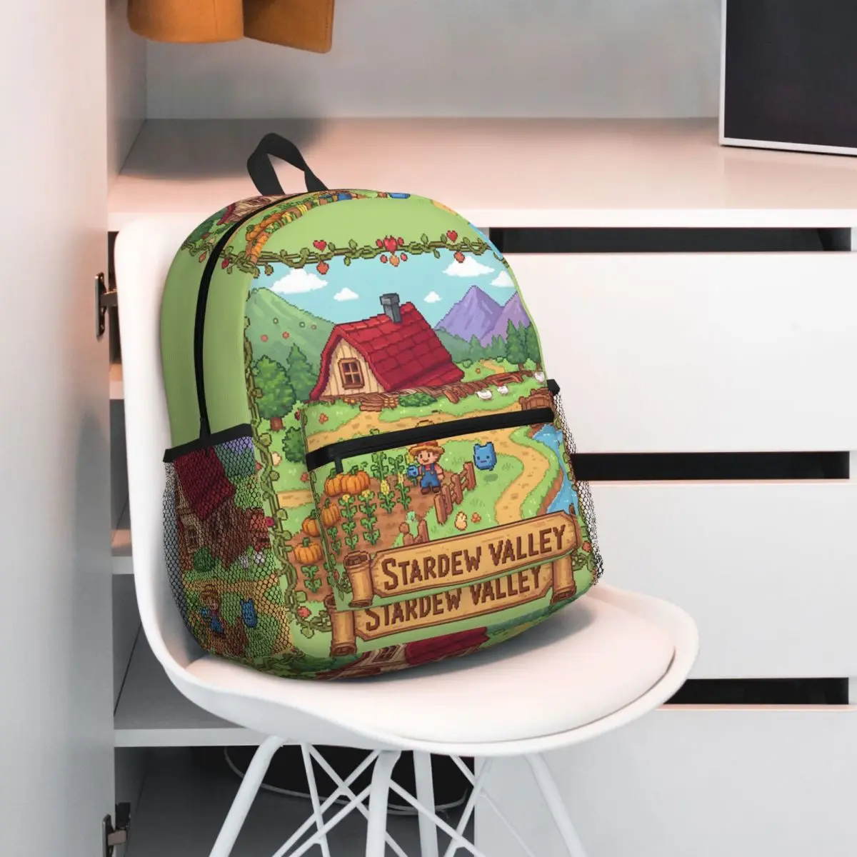 Stardew Valley Video Gamer Classic Pixel Art Backpack Daypack Large Capacity Boys Girls BookBag School Bag Shoulder Bags