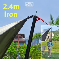 2.4m Tarp Poles 240cm Heavy Duty Outdoor Camping Pole Support Adjustable Tent Rod Thicken Steel Canopy Awning Frame Black Coated