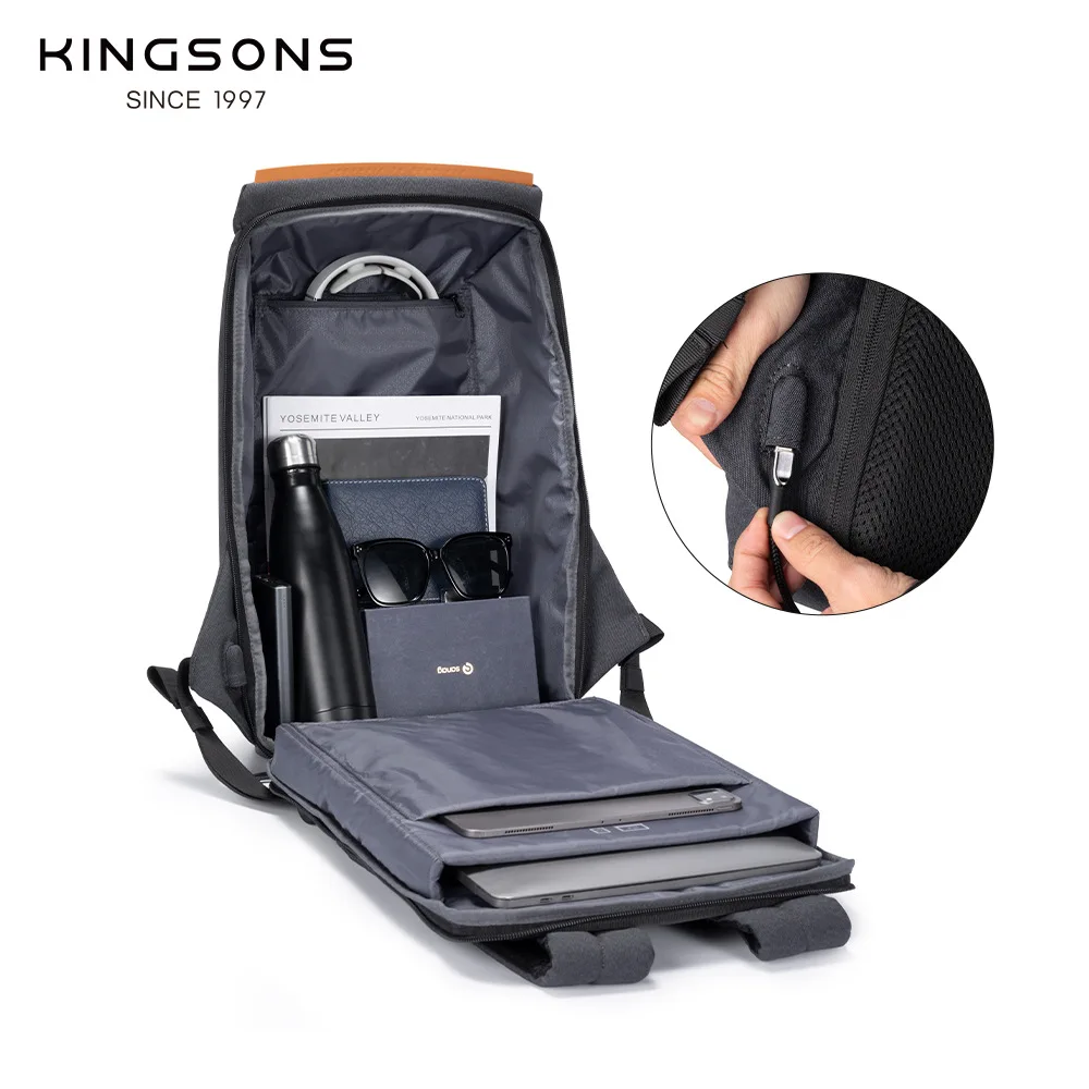 Kingsons 15.6 ''Neue Wasserdichte Rucksäcke USB Lade Schule Tasche Anti-diebstahl Männer Und Frauen Rucksack Für Laptop Reisen m