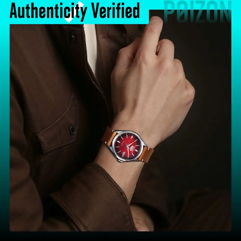 CITIZEN Mechanical Movement Cow Leather Strap Watch Men's Watches Red Watch Dial NH8390-11XB