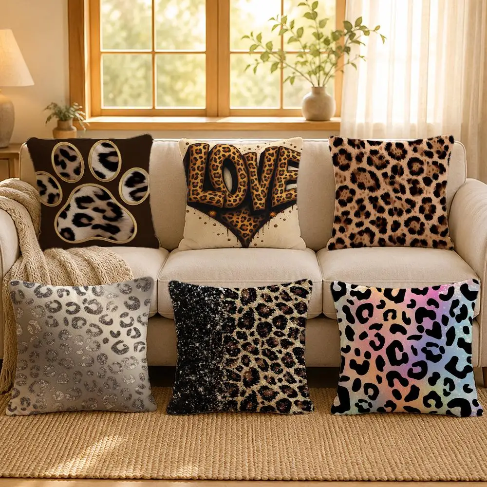 Pattern Leopard Aesthetic Y2K Cushion Cover Personalized Short Plush Cushion Cover Sofa Pillowcase Bedroom Home Decor Gift