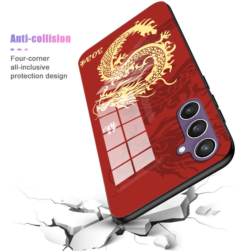 Dragon Fundas for Samsung Galaxy A04 A05 A22 A23 A24 A25 A34 A33 A35 A55 M54 S22 S23 S24 PLUS ULTRA 5G Tempered Glass Case Cover