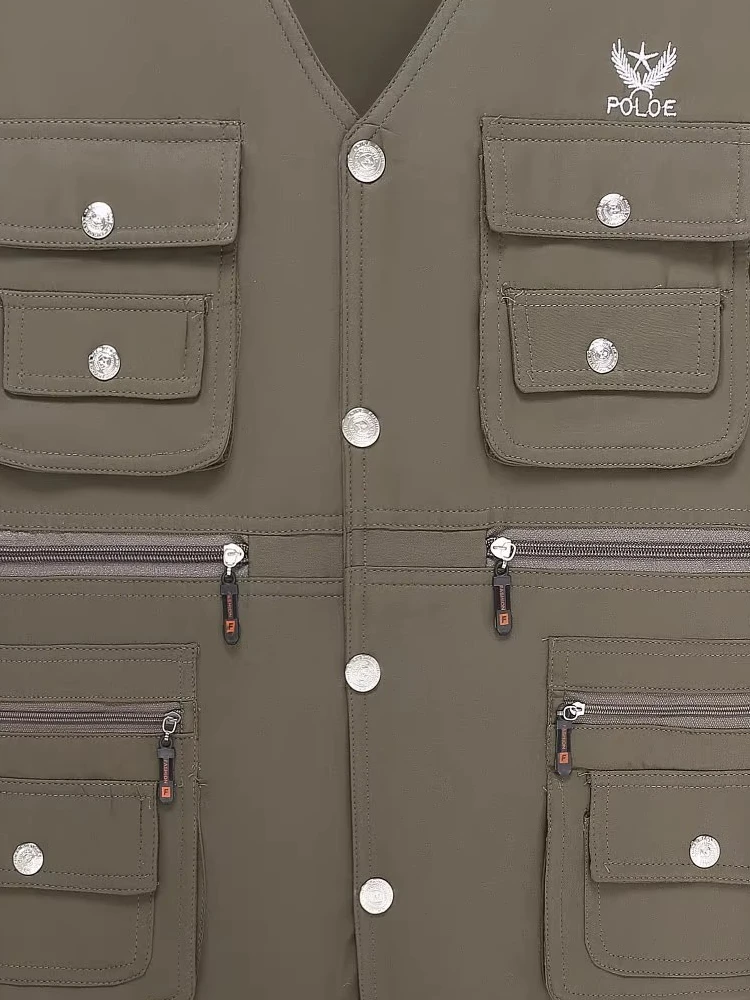 

Мужской повседневный жилет для активного отдыха, весна-осень, большие размеры, свободный крой, с V-образным вырезом, с множеством карманов, для досуга и бизнеса