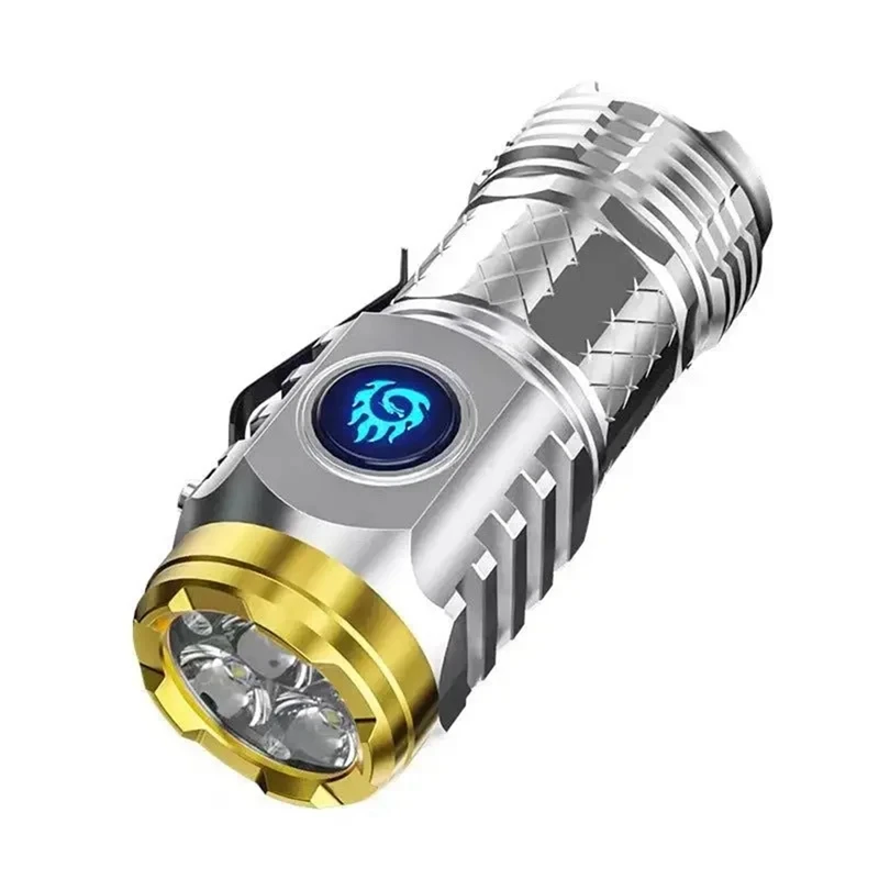 Flashlight Tactical Mini Rechargeable Laser Extremely Bright Outdoor Replacement Parts Portable Lighting Silver