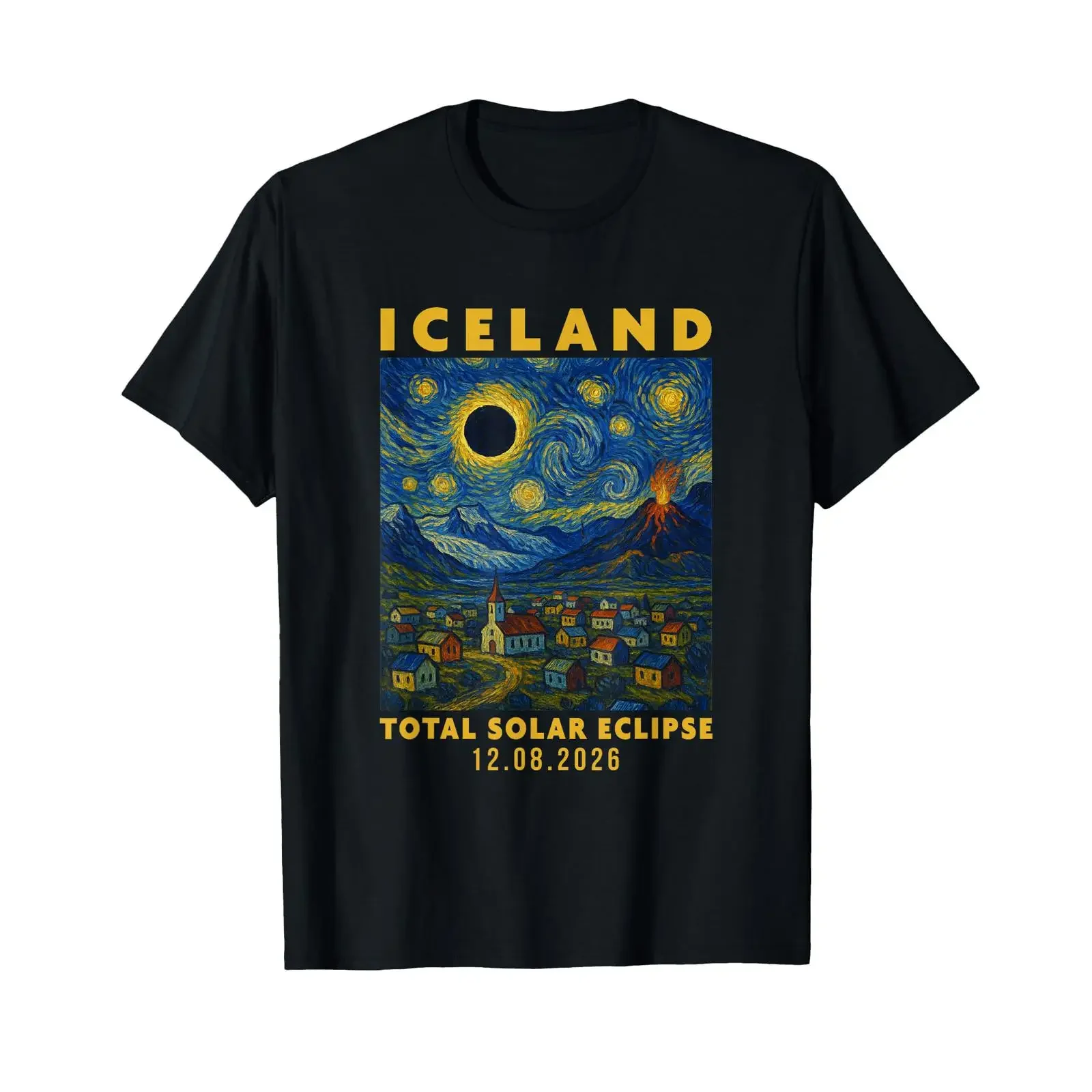 Iceland Total Solar Eclipse 2026 T Shirt vintage Washed fashion Casual Stretched Versatile Top For Everyday Wear Breathable