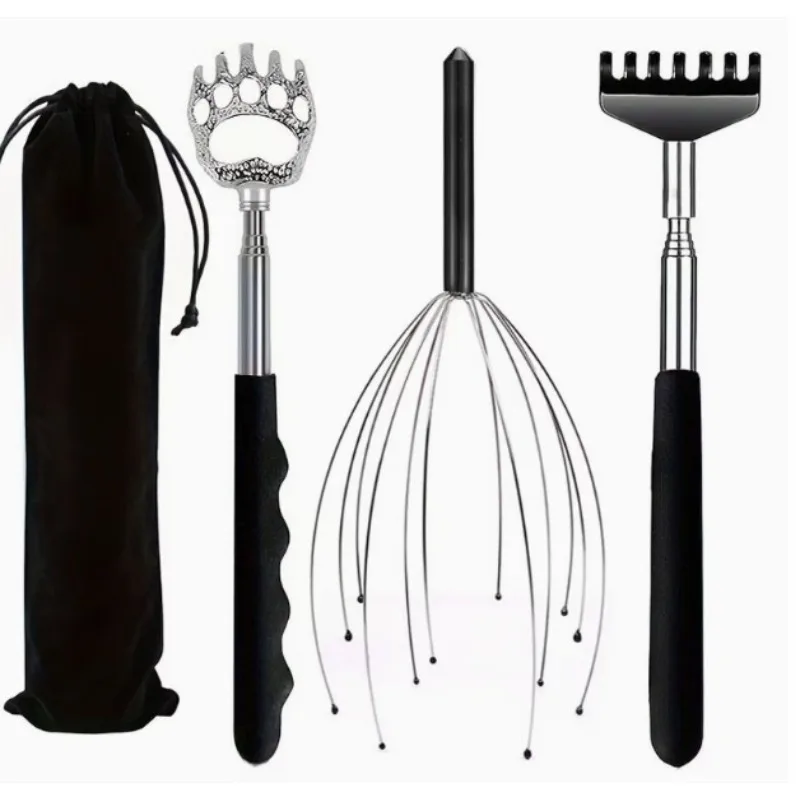 

3Pcs Set, 7-Prong Rake Head Back Scratcher & Pet Brush – Stainless Steel Dual-End Tool for Personal Itch Dog/Cat Grooming