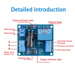 Nível de água Módulo Controlador automático, válvula solenóide, bomba do motor, tanque de água Controle Relé, líquido Sensor Switch, DC 5V, 12V, NE555