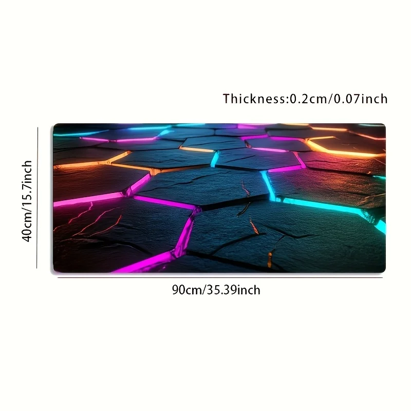 CIFBUY Neon Hexagon Tech Pattern Mouse Pad Large Gaming Desk Mat Colorful Non Slip Washable Rubber Base for PC Office Home Gift