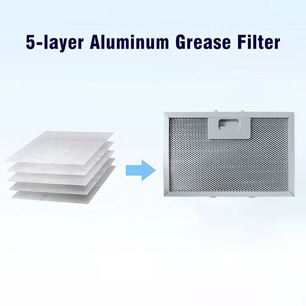 Range Hood Vent Filter Silver Cooker Hood Filter Effective Grease Trapping Hassle-free Replacement 5 Layers Of Filtration