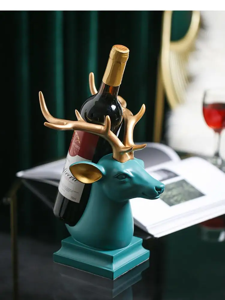 

Resin Simulation Animal Deer Wine Rack Storage Glass Holder Statue Modern Home Decoration Ornaments