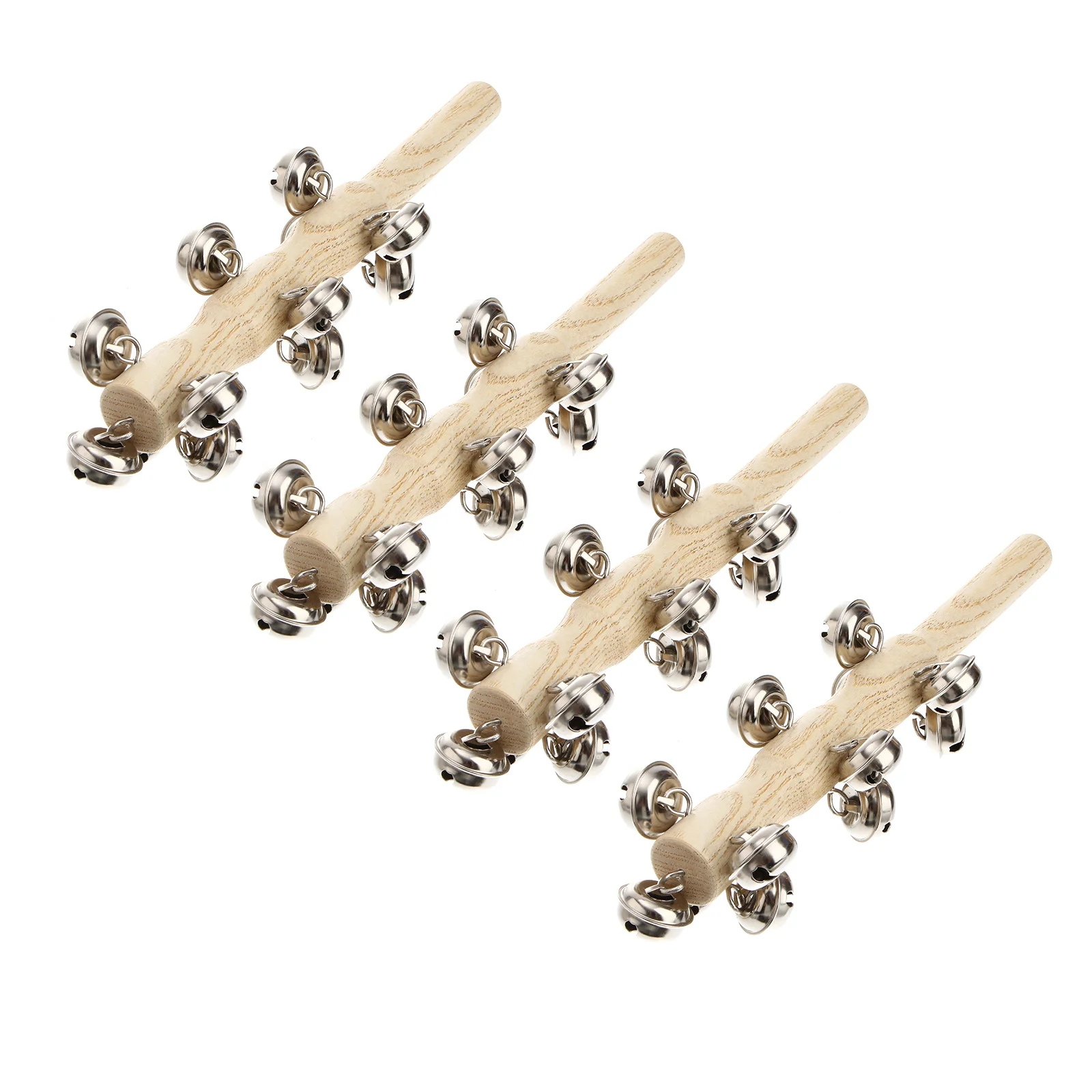 3Pcs Wood Rattle Baby Hand Jingle Bells Long Service Educational Gift Bells Hand Jingle Bell Kids Toys