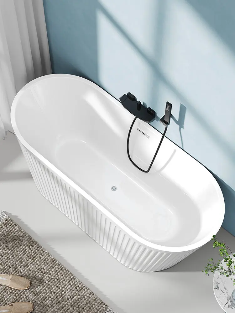 Acrylic independent wavy pattern household bathtub hotel B & B small apartment thermal insulation seamless bathtub bathtub
