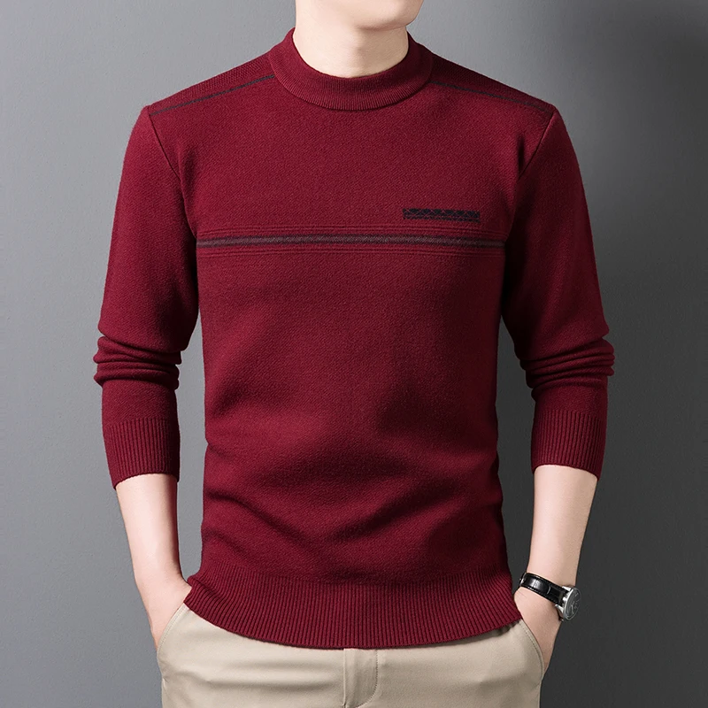 

Thiened round Ne Knitted Sweater Men's Autumn Winter Warm Loose Casual Sle Comfortable Faionable Dad Clothes