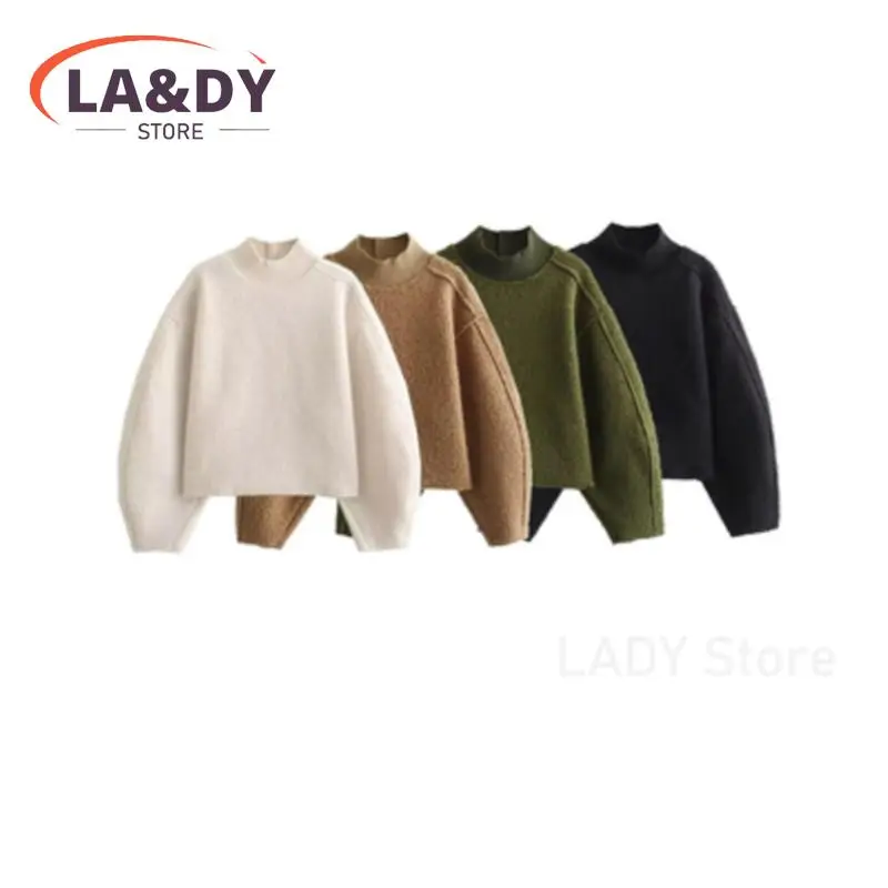 Hoodie For Woman Autumn Winter Fashion Loose Short Round Neck Female Solid Color Casual Long Sleeve Tops Pullover