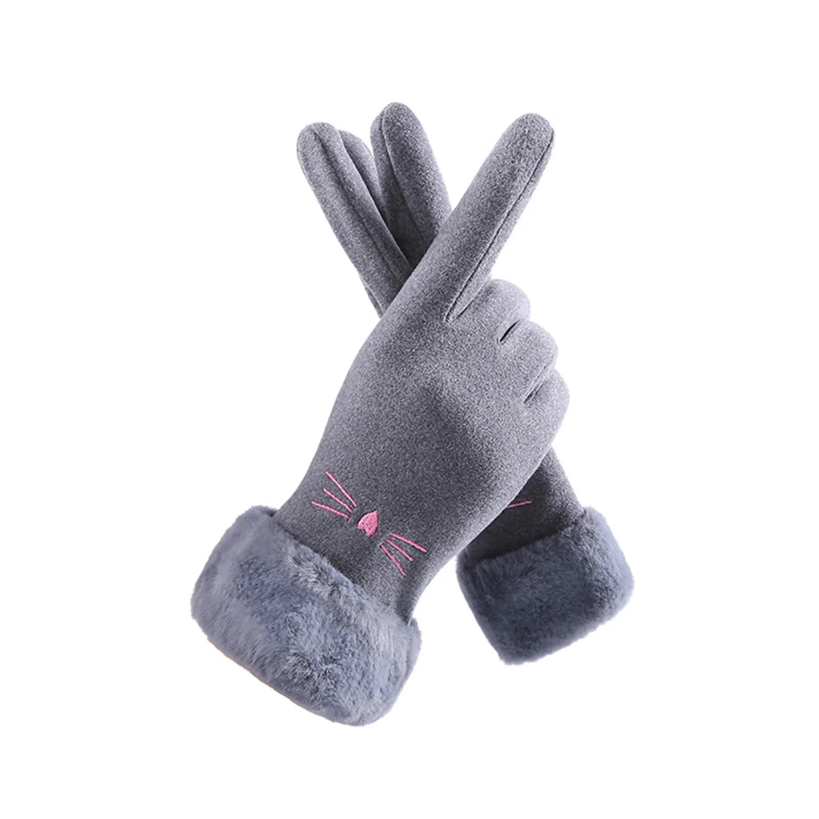 

Woman Outdoor Windproof Gloves Fluffy Cuff Sensitive Touch Screen Gloves for Cold Weather Outdoor Skiing and Cycling