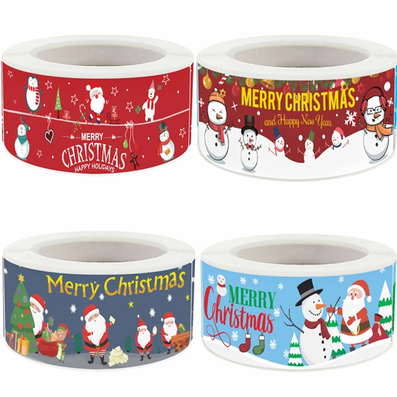 

120 шт./рулон, новогодние наклейки для упаковки конфет