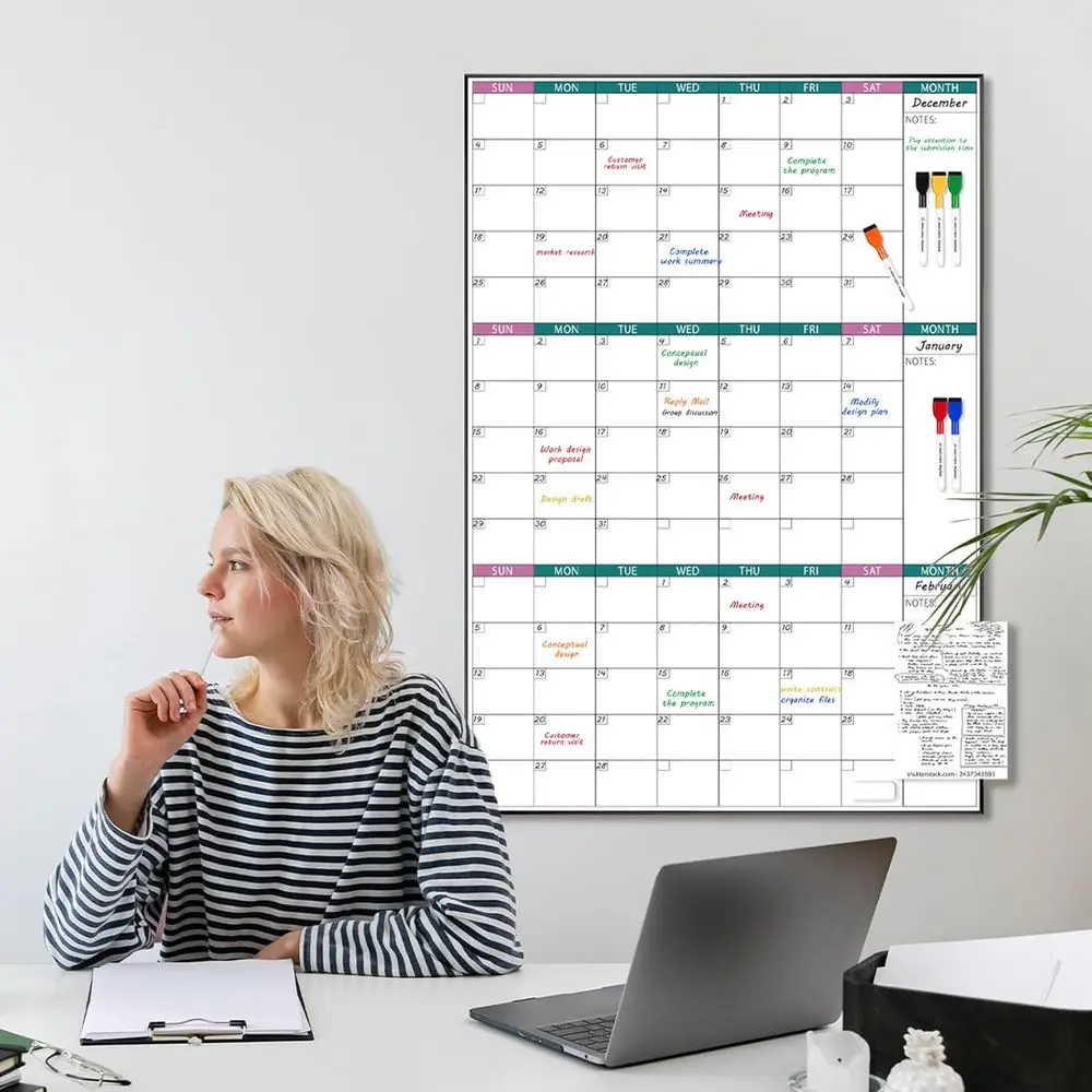 تقويم السبورة البيضاء المغناطيسية لمدة 3 أشهر، 39 × 28 بوصة، مؤطر أسود، مثالي للمنزل والمكتب والمدرسة