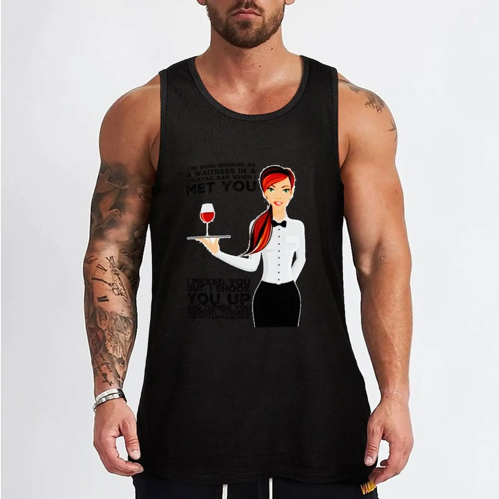 Waitress in a cocktail bar Tank Top vest for men gym top Sleeveless men